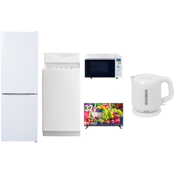 【家電セット】5点セット (6kg洗濯機 157L冷蔵庫 オーブンレンジ 32型液晶テレビ 電気ケトル) YAMAZEN(山善)