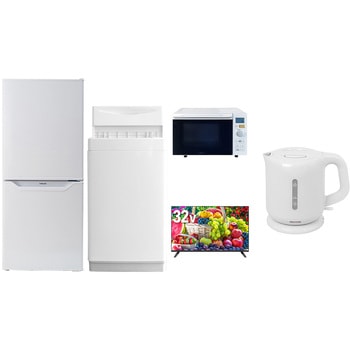【家電セット】5点セット (6kg洗濯機 106L冷蔵庫 オーブンレンジ 32型液晶テレビ 電気ケトル) - YAMAZEN(山善)