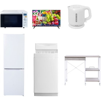 【家電セット】6点セット (6kg洗濯機 157L冷蔵庫 オーブンレンジ 32型液晶テレビ 電気ケトル レンジラック) YAMAZEN(山善)