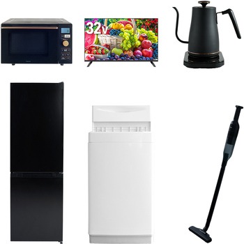 【家電セット】6点セット (6kg洗濯機 157L冷蔵庫 オーブンレンジ 32型液晶テレビ 温調ケトル 軽量クリーナー) YAMAZEN(山善)