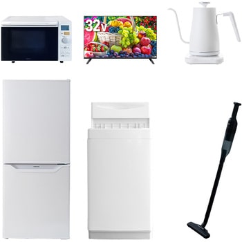 【家電セット】6点セット (6kg洗濯機 106L冷蔵庫 オーブンレンジ 32型液晶テレビ 温調ケトル 軽量クリーナー) YAMAZEN(山善)