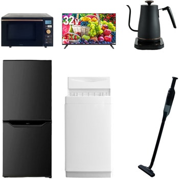 【家電セット】6点セット (6kg洗濯機 106L冷蔵庫 オーブンレンジ 32型液晶テレビ 温調ケトル 軽量クリーナー) YAMAZEN(山善)