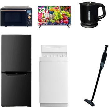 【家電セット】6点セット (6kg洗濯機 106L冷蔵庫 オーブンレンジ 32型液晶テレビ 電気ケトル 軽量クリーナー) YAMAZEN(山善)