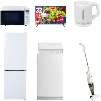 【家電セット】6点セット (6kg洗濯機 157L冷蔵庫 オーブンレンジ 32型液晶テレビ 電気ケトル スティッククリーナー) YAMAZEN(山善)