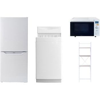 【家電セット】4点セット (6kg洗濯機 106L冷蔵庫 オーブンレンジ 家電収納ラック) YAMAZEN(山善)