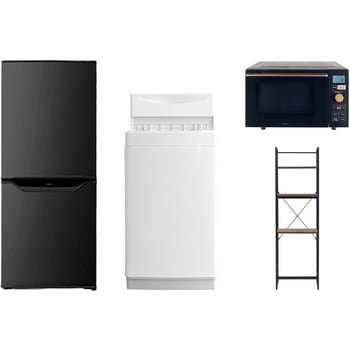 【家電セット】4点セット (6kg洗濯機 106L冷蔵庫 オーブンレンジ 家電収納ラック) YAMAZEN(山善)