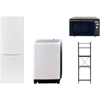 【家電セット】4点セット (8kg洗濯機 173L冷蔵庫 オーブンレンジ 家電収納ラック) YAMAZEN(山善)