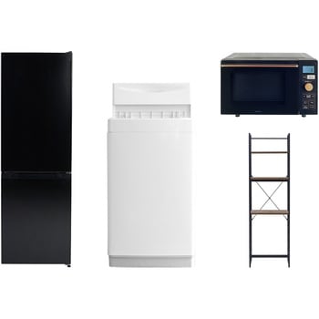 【家電セット】4点セット (6kg洗濯機 157L冷蔵庫 オーブンレンジ 家電収納ラック) YAMAZEN(山善)