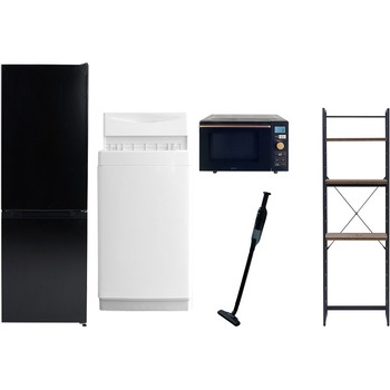 【家電セット】5点セット (6kg洗濯機 157L冷蔵庫 オーブンレンジ 軽量クリーナー 家電収納ラック) - YAMAZEN(山善)