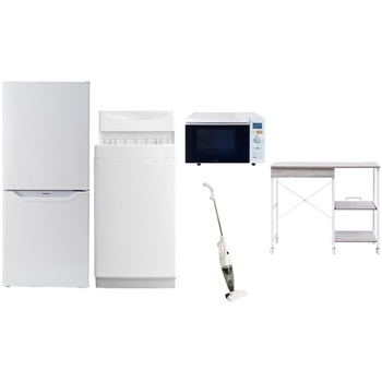 【家電セット】5点セット (6kg洗濯機 106L冷蔵庫 オーブンレンジ スティッククリーナー レンジラック) YAMAZEN(山善)