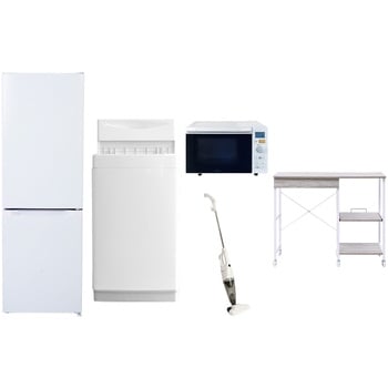 【家電セット】5点セット (6kg洗濯機 157L冷蔵庫 オーブンレンジ スティッククリーナー レンジラック) YAMAZEN(山善)