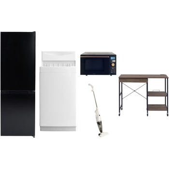 【家電セット】5点セット (6kg洗濯機 157L冷蔵庫 オーブンレンジ スティッククリーナー レンジラック) YAMAZEN(山善)