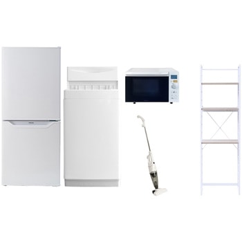 【家電セット】5点セット (6kg洗濯機 106L冷蔵庫 オーブンレンジ スティッククリーナー 家電収納ラック) YAMAZEN(山善)