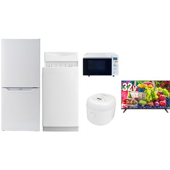 【家電セット】5点セット (6kg洗濯機 106L冷蔵庫 オーブンレンジ 炊飯器 32型液晶テレビ) YAMAZEN(山善)