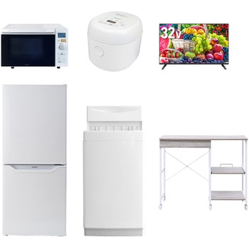 【家電セット】6点セット (6kg洗濯機 106L冷蔵庫 オーブンレンジ 炊飯器 32型液晶テレビ レンジラック) YAMAZEN(山善)