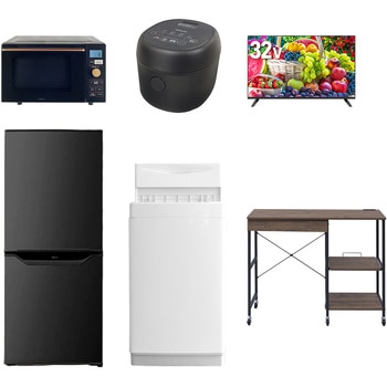 【家電セット】6点セット (6kg洗濯機 106L冷蔵庫 オーブンレンジ 炊飯器 32型液晶テレビ レンジラック) YAMAZEN(山善)