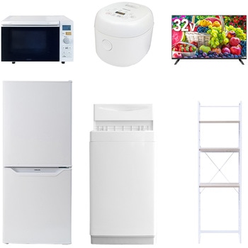 【家電セット】6点セット (6kg洗濯機 106L冷蔵庫 オーブンレンジ 炊飯器 32型液晶テレビ 家電収納ラック) YAMAZEN(山善)