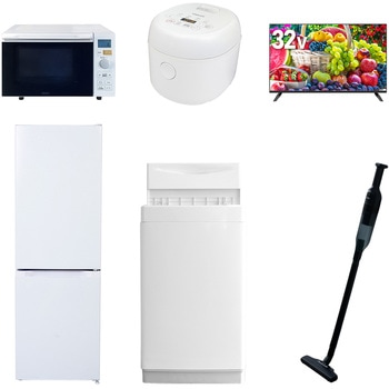 【家電セット】6点セット (6kg洗濯機 157L冷蔵庫 オーブンレンジ 炊飯器 32型液晶テレビ 軽量クリーナー) YAMAZEN(山善)