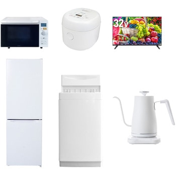 【家電セット】6点セット (6kg洗濯機 157L冷蔵庫 オーブンレンジ 炊飯器 32型液晶テレビ 温調ケトル) YAMAZEN(山善)