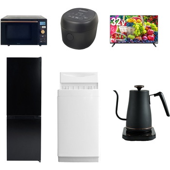 【家電セット】6点セット (6kg洗濯機 157L冷蔵庫 オーブンレンジ 炊飯器 32型液晶テレビ 温調ケトル) YAMAZEN(山善)