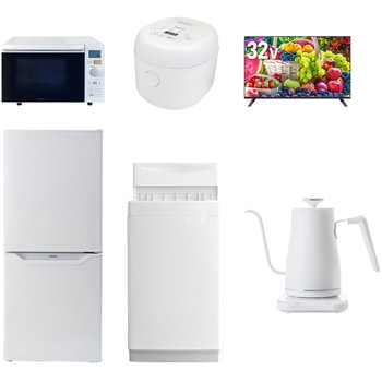 【家電セット】6点セット (6kg洗濯機 106L冷蔵庫 オーブンレンジ 炊飯器 32型液晶テレビ 温調ケトル) YAMAZEN(山善)