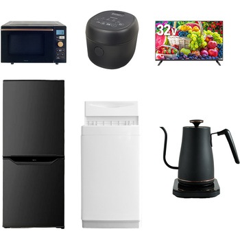 【家電セット】6点セット (6kg洗濯機 106L冷蔵庫 オーブンレンジ 炊飯器 32型液晶テレビ 温調ケトル) YAMAZEN(山善)