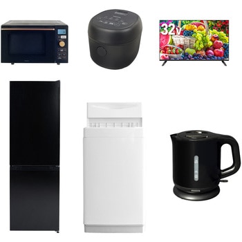 【家電セット】6点セット (6kg洗濯機 157L冷蔵庫 オーブンレンジ 炊飯器 32型液晶テレビ 電気ケトル) YAMAZEN(山善)