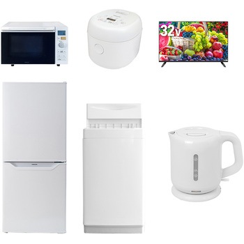 【家電セット】6点セット (6kg洗濯機 106L冷蔵庫 オーブンレンジ 炊飯器 32型液晶テレビ 電気ケトル) YAMAZEN(山善)