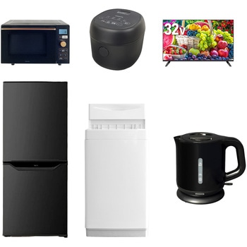 【家電セット】6点セット (6kg洗濯機 106L冷蔵庫 オーブンレンジ 炊飯器 32型液晶テレビ 電気ケトル) YAMAZEN(山善)
