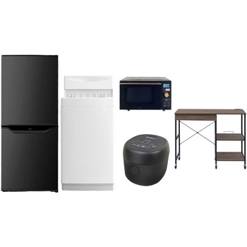 【家電セット】5点セット (6kg洗濯機 106L冷蔵庫 オーブンレンジ 炊飯器 レンジラック) YAMAZEN(山善)
