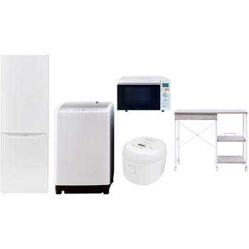 【家電セット】5点セット (8kg洗濯機 173L冷蔵庫 オーブンレンジ 炊飯器 レンジラック) YAMAZEN(山善)