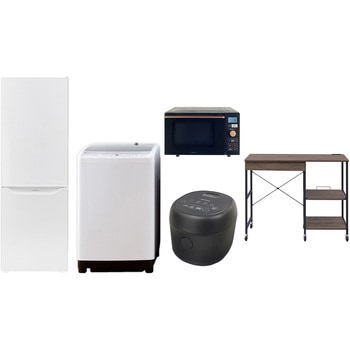 【家電セット】5点セット (8kg洗濯機 173L冷蔵庫 オーブンレンジ 炊飯器 レンジラック) YAMAZEN(山善)