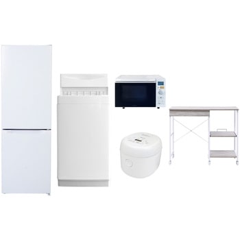 【家電セット】5点セット (6kg洗濯機 157L冷蔵庫 オーブンレンジ 炊飯器 レンジラック) YAMAZEN(山善)