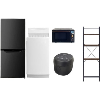 【家電セット】5点セット (6kg洗濯機 106L冷蔵庫 オーブンレンジ 炊飯器 家電収納ラック) YAMAZEN(山善)