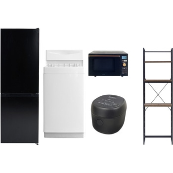 【家電セット】5点セット (6kg洗濯機 157L冷蔵庫 オーブンレンジ 炊飯器 家電収納ラック) YAMAZEN(山善)