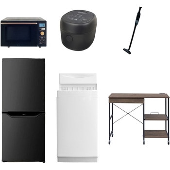 【家電セット】6点セット (6kg洗濯機 106L冷蔵庫 オーブンレンジ 炊飯器 軽量クリーナー レンジラック) YAMAZEN(山善)