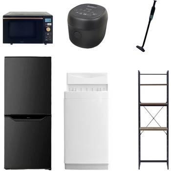【家電セット】6点セット (6kg洗濯機 106L冷蔵庫 オーブンレンジ 炊飯器 軽量クリーナー 家電収納ラック) YAMAZEN(山善)