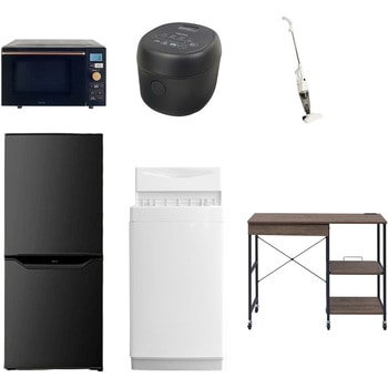 【家電セット】6点セット (6kg洗濯機 106L冷蔵庫 オーブンレンジ 炊飯器 スティッククリーナー レンジラック) YAMAZEN(山善)