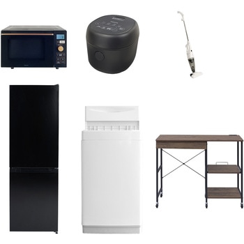 【家電セット】6点セット (6kg洗濯機 157L冷蔵庫 オーブンレンジ 炊飯器 スティッククリーナー レンジラック) YAMAZEN(山善)