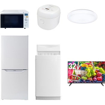 【家電セット】6点セット (6kg洗濯機 106L冷蔵庫 オーブンレンジ 炊飯器 シーリングライト 32型液晶テレビ) YAMAZEN(山善)