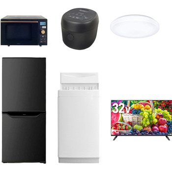 【家電セット】6点セット (6kg洗濯機 106L冷蔵庫 オーブンレンジ 炊飯器 シーリングライト 32型液晶テレビ) YAMAZEN(山善)