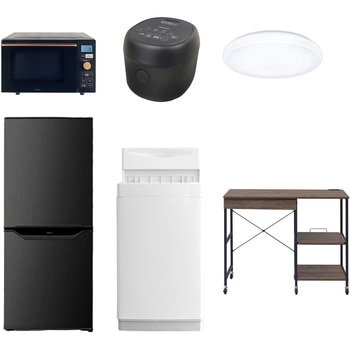 【家電セット】6点セット (6kg洗濯機 106L冷蔵庫 オーブンレンジ 炊飯器 シーリングライト レンジラック) YAMAZEN(山善)