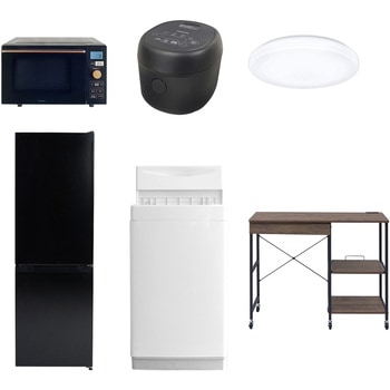 【家電セット】6点セット (6kg洗濯機 157L冷蔵庫 オーブンレンジ 炊飯器 シーリングライト レンジラック) YAMAZEN(山善)