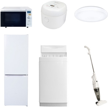 【家電セット】6点セット (6kg洗濯機 157L冷蔵庫 オーブンレンジ 炊飯器 シーリングライト スティッククリーナー) YAMAZEN(山善)