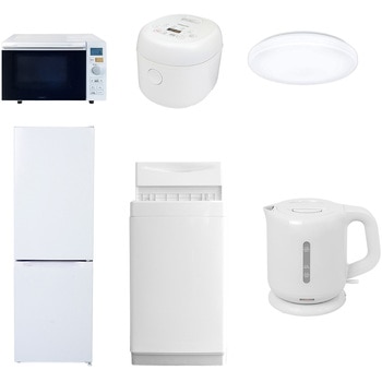 【家電セット】6点セット (6kg洗濯機 157L冷蔵庫 オーブンレンジ 炊飯器 シーリングライト 電気ケトル) YAMAZEN(山善)