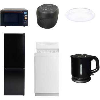 【家電セット】6点セット (6kg洗濯機 157L冷蔵庫 オーブンレンジ 炊飯器 シーリングライト 電気ケトル) YAMAZEN(山善)