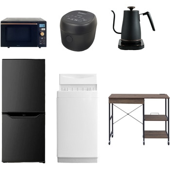 【家電セット】6点セット (6kg洗濯機 106L冷蔵庫 オーブンレンジ 炊飯器 温調ケトル レンジラック) YAMAZEN(山善)