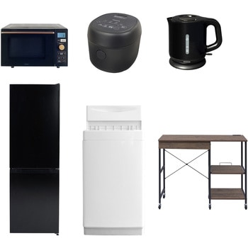 【家電セット】6点セット (6kg洗濯機 157L冷蔵庫 オーブンレンジ 炊飯器 電気ケトル レンジラック) YAMAZEN(山善)