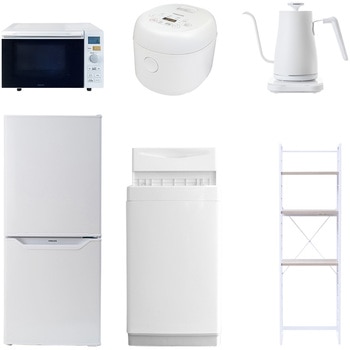 【家電セット】6点セット (6kg洗濯機 106L冷蔵庫 オーブンレンジ 炊飯器 温調ケトル 家電収納ラック) YAMAZEN(山善)