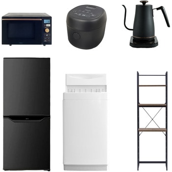 【家電セット】6点セット (6kg洗濯機 106L冷蔵庫 オーブンレンジ 炊飯器 温調ケトル 家電収納ラック) YAMAZEN(山善)